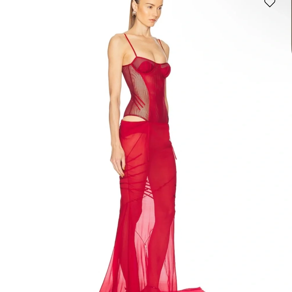 The Attico Red Sheer Chemise - Picture 2 of 6